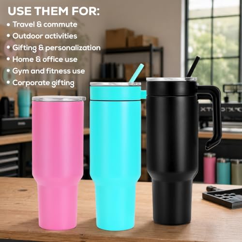 makerflo 40 oz Blue Powder Coated Tumbler Pack of 25 with MakerTwist™ System, Twist-On Handle Option (Handle Sold Separately) Customizable Blank Tumbler, Ideal for Laser Engraving, UV DTF, Epoxy - color: Blue, size: Case of 25