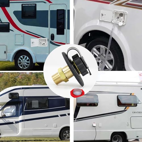 RV Water Inlet Connection City Water Fill Inlet Flange Brass with Check Valve RV Water Hose Connector City Water Fill Flange City Water Hookup for Camper (Black) - color: Black