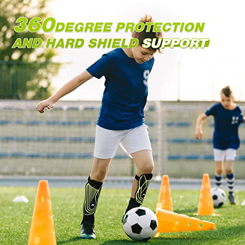 Soccer Football Shin Guards with Ankle Protection, Super Protective Flexible Low-Profile Adult,Youth, Junior - size: Medium