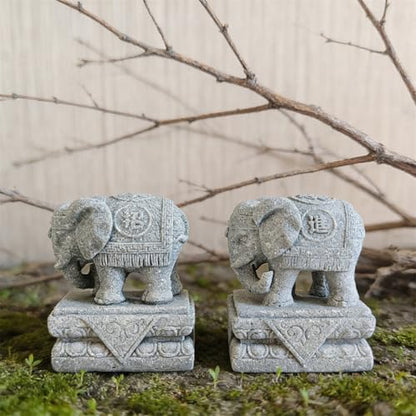 livelyfish Small Elephant Figurines A Pair Aquarium Decor Elephant Statues Bonsai Ornaments for 10 Gallon or Smaller Fish Tanks FengShui Decor (S)