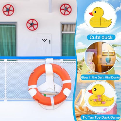 Seenelling 6 Set Cruise Duck Kits for Hiding Tic Tac Toe Duck for Cruise Ship Keep or Hide Gifts with Storage Bag Fish Extender Gifts for Ship Travel Hiding Essentials Birthday Party