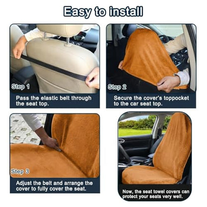 Car Seat Towel Cover, Universal Front Seat Protector for Cars, SUVs and Trucks, Sweat Towel Car Seat Cover for Gym, Yoga, Swimming, Pets and Family Travel, Golden Sunset, 2 Pack - color: Golden Sunset