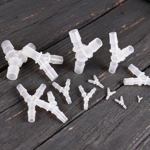 3/16" Hose Barb Fitting Equal Barbed Y Shaped 3 Way Plastic Joint Splicer Mender Adapter Union for Air Line Tubing Pipe (Pack of 4)