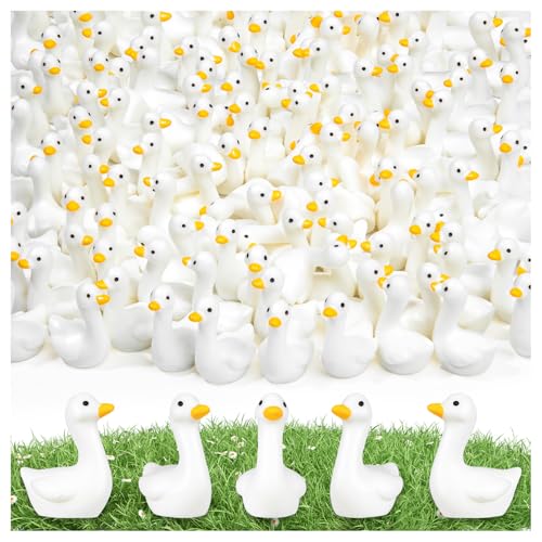 90Pcs Mini Gooses Resin, Tiny Resin Goose DIY Crafts, Lawn Yard Garden Decorfor Dollhouse Fairy Gardens Micro Landscape DIY Crafts - style: MiniGooses90PCS