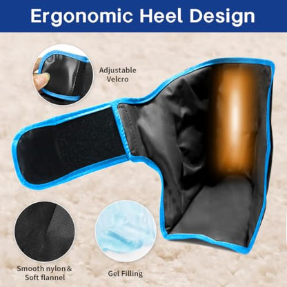Ankle Ice Pack Wrap, Gel Hot Cold Compress for Heel Swelling Pain Relief - color: Black, size: Standard