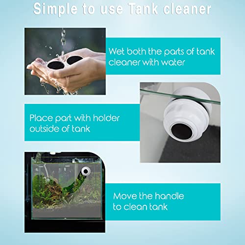 Betta Tank Cleaner Magnet, Nano & Small Fish Tank Stain Scrubber, Magnetic Floating Glass Aquarium Cleaner, Fresh and Marine Water Cleaning Magnet, Aquarium Supplies, 1.5", White Plastic