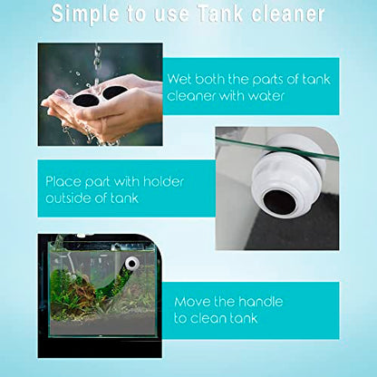 Betta Tank Cleaner Magnet, Nano & Small Fish Tank Stain Scrubber, Magnetic Floating Glass Aquarium Cleaner, Fresh and Marine Water Cleaning Magnet, Aquarium Supplies, 1.5", White Plastic