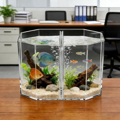 Toyvian Fish Separation Box with Removable Divider Dual Compartment Isolation Hatchery for Betta Safe Breeding Tank for Tropical Fish and Fry Aquarium Incubator 7.87X4.72X4.33In