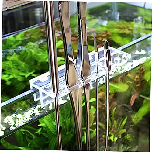 FOMIYES Acrylic Aquarium Tool Holder Rack for Water Plants Maintenance Storage Organizer for Fish Tank Cleaning Tools Design