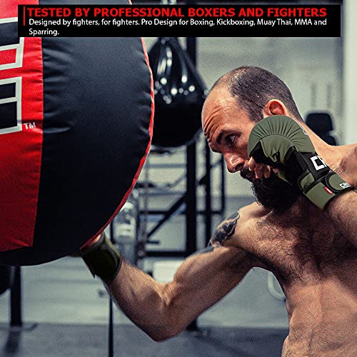 Combat Corner - MMA Spar Gloves for Men and Women - Kickboxing, MMA, Muay Thai Sparring Training Gloves | OD Green - size: Large-X-Large