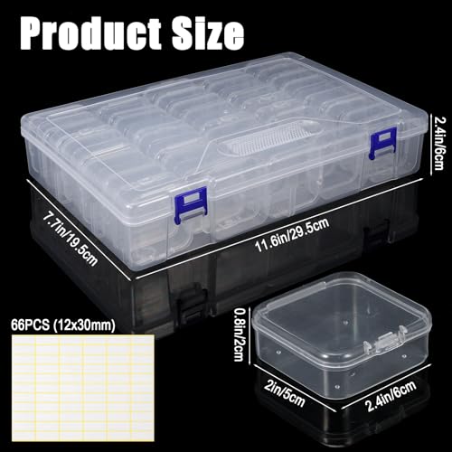 PercyEffie 3 Pack Bead Organizer Box,135Pcs Small Clear Storage Boxes with 3 Ppcs Labels, Mini Clear Storage Containers Boxes with Hinged Lid Jewelry DIY Bracelet Screws Seeds Small Parts