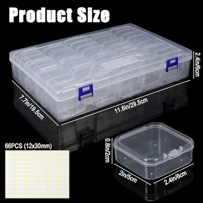 PercyEffie 3 Pack Bead Organizer Box,135Pcs Small Clear Storage Boxes with 3 Ppcs Labels, Mini Clear Storage Containers Boxes with Hinged Lid Jewelry DIY Bracelet Screws Seeds Small Parts