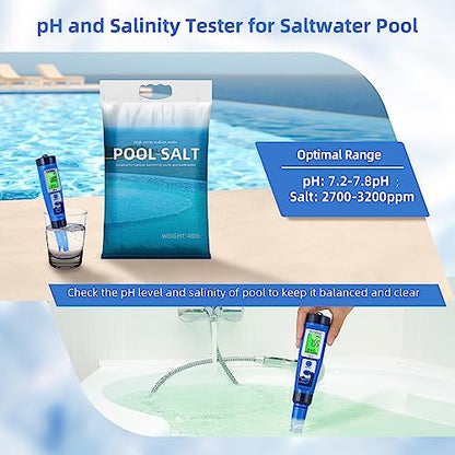 pH Salt Meter 5 in 1 pH TDS EC Salinity Tester for Pool Spa Aquarium Hydroponic Saltwater Digital pH and PPM Tester for Household Drinking Water Hot Tub Home Brewing Fish Tank… - color: 5 IN 1 Blue Color