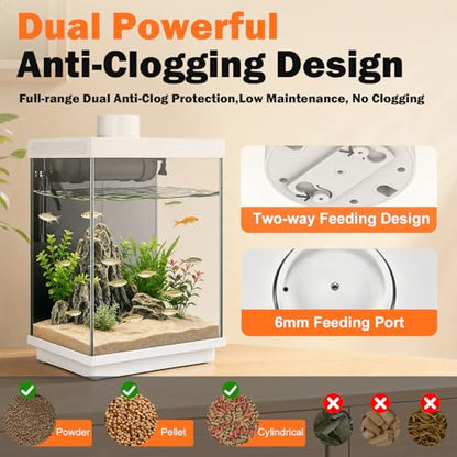 5 Gallon Smart Aquarium Kit, APP Control, Auto Feeder, LED Light, Self-Cleaning Filter, Glass Desktop Tank for Betta/Tetra/Goldfish, Dual-Tank Feeding Supported, Divider Not Included