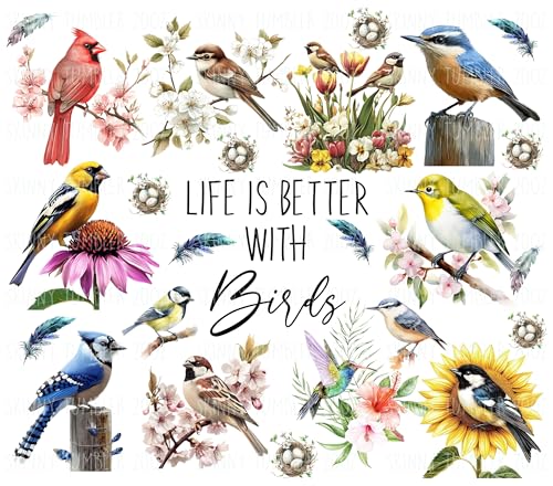 Life Is Better With Birds Skinny Tumbler - Bird Lover Tumbler - Birds Mug - Cute Bird Mug - Animal Humourous Cup - Animal Lovers - 20Oz Skinny Tumbler With Straw