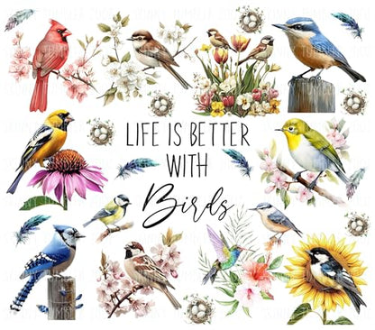 Life Is Better With Birds Skinny Tumbler - Bird Lover Tumbler - Birds Mug - Cute Bird Mug - Animal Humourous Cup - Animal Lovers - 20Oz Skinny Tumbler With Straw