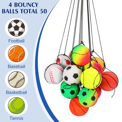 Skylety 24 Pcs Wrist Bounce Ball on String, Rubber Classic Style for Kids - style: Classic Style