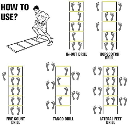 Agility Ladder Flexibility Speed Ladder, Sports Training Set,Fitness Jumping Ladder Footwork Sport Equipment,for Kids/Adults Outdoor Training(Size:5m) - size: 5m