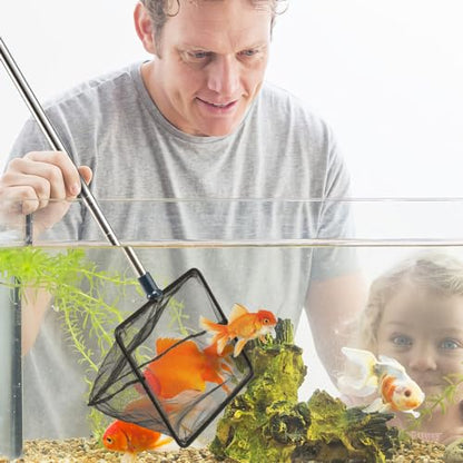 8 Inch Aquarium Fish Net for Betta Fish Tank Nano Nylon Net with Extendable Handle 12-25 Inch, 1 Yr Warranty