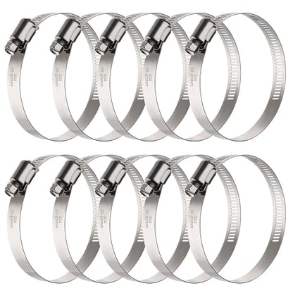 10PCS Hose Clamps Stainless Steel Adjustable 1-5/16"–2-1/4"(33-57mm) Worm Gear Hose Clamp, Heavy Duty Metal Small Hose Clamps for Automotive, Pipe, Radiator Plumbing, Fuel Line - size: 1-5/16"-2-1/4"(33-57mm)