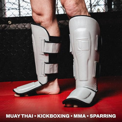 Tigear APEX5 Shin Guards – Chrome Luxe | Muay Thai, MMA, Kickboxing & Sparring | 100% Buffalo Leather