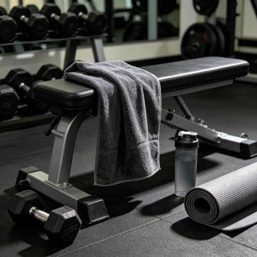 1 Pack Super Soft Microfiber Gym Towel - Absorbent Sports Sweat Towel for Fitness & Workout (Grey)
