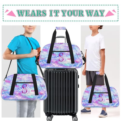 Custom Gym Dance Bag with Name, Watercolor Purple Blue Galaxy Universe - color: Color 24