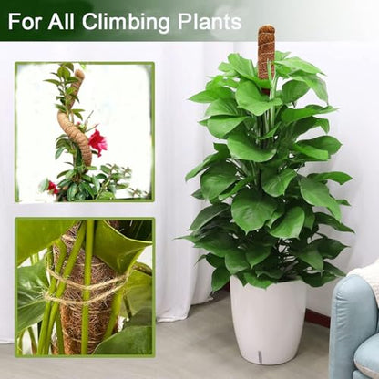 Moss Pole, 31.5" Bendable Moss Pole for Plants Monstera, Tall Moss Poles for Climbing Plants Indoor DIY, Coir Plant Pole Sticks Support Stakes for Potted Plants, Pothos, Philodendron,2 Pack