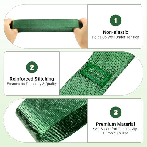 Stretch Strap With Loops For Physical Therapy And Yoga, 8 ft Long | Non-elastic Leg Straps For Knee Rehab, Yoga Straps For Stretching With Loops, 8 ft Long x 1.2 inch Wide