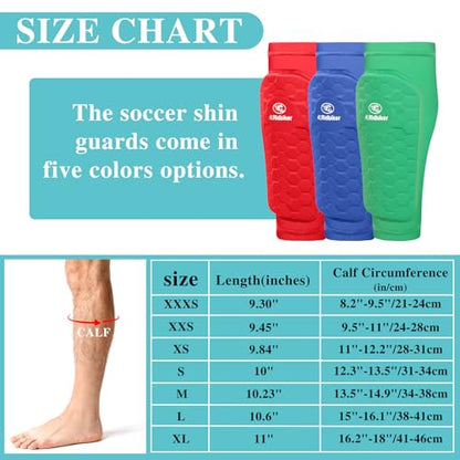 Soccer Shin Guards Shin Pads, Calf Compression Sleeve with Honeycomb Pads, Lightweight Shin Defender Shin Guards Kids for Adult Men Women, Boys, Girls, Youth - color: Green, size: XX-Small