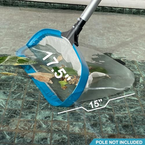 17.5" Heavy Duty Ultra Fine Mesh Pool Pollen & Sand Skimmer Rake, Aluminum Frame Deep Nylon Net, Pool Net for Above Ground & In-ground Swimming Pools (No Pole) - size: 17.5"