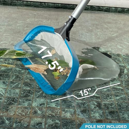 17.5" Heavy Duty Ultra Fine Mesh Pool Pollen & Sand Skimmer Rake, Aluminum Frame Deep Nylon Net, Pool Net for Above Ground & In-ground Swimming Pools (No Pole) - size: 17.5"