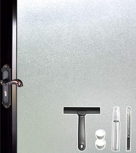 Frosted Glass Window Privacy Film, Static Cling No Glue Heat Blocking, Renter-Friendly Removable Anti-UV Anti-Glare Decorative Covering for Home Bathroom Bedroom Office 45.2 x 78.7 in - color: Pure Frosted, size: 45.2 x 78.7 in