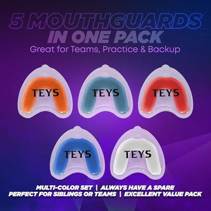 TEYS Kids Youth Mouth Guard for Sports, Regular Size, 5 Pack