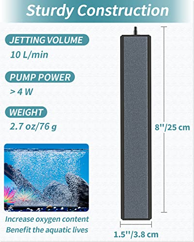 Pawfly 8 Inch Air Stone Grey Mineral Bubble Stone Bar Diffuser Bubbler Airstones for Air Pump, Aquarium, and Fish Tank