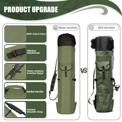 Fishing Rod Bag Fishing Rod Case, Durable Folding 900D Oxford Fabric Portable Large Capacity Waterproof, Fishing Gifts for Men Boys