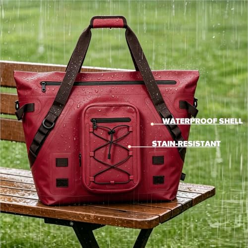 MORXPLOR Insulated Fish Cooler Kill Bag with Flat Bottom-26x18 31x14 40x16 50x18 60x20 70x25 Inches Waterproof Fishing Tackle Kill Cooler Bag - color: Wine-26x18x9