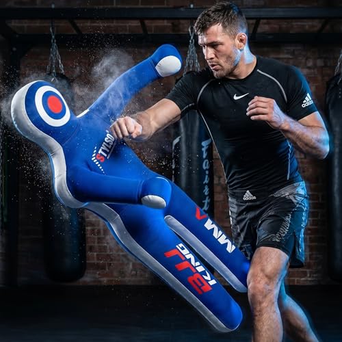 Unfilled Grappling Dummy – Adult Life Size Wrestling & BJJ Training Dummy, MMA Jiu Jitsu Judo Takedown & Throwing Practice, Heavy-Duty Triple-Stitched Canvas Submission Dummy - color: Blue, size: 5ft / 60"