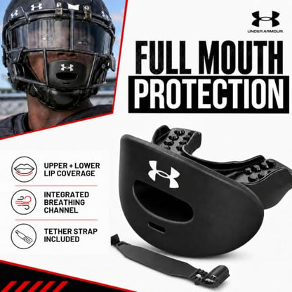 Under Armour Football Lip Guard - Mouthpiece with Strap, Full Mouth Protection for Braces - Black Camo - color: Black Camo