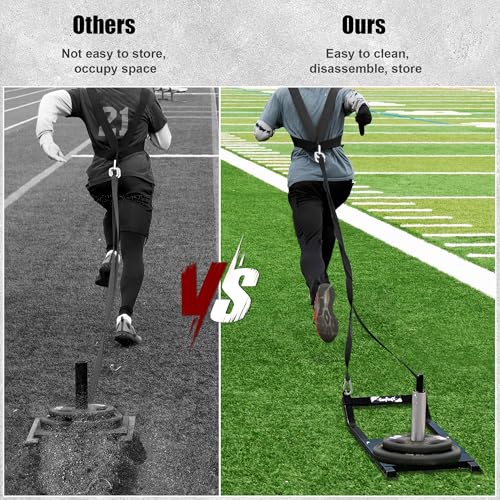 GanFindX Workout Sled for Full Body Training, Push Pull Strength Sled for Speed, Power & Conditioning, Fits 1" & 2" Plates