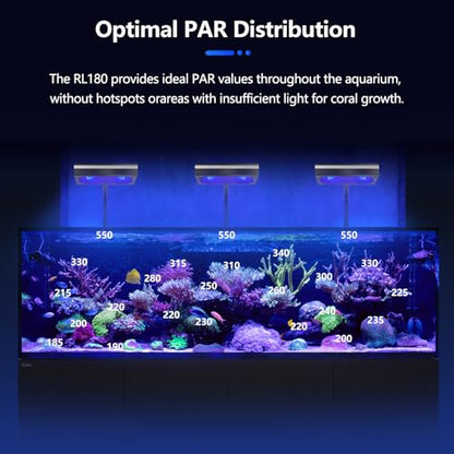 RL180 WiFi Full Spectrum Reef Light 180W Marine Reef LED Aquarium Light Saltwater Aquarium Fish Tank Lamp (RL180 with Arm Kit) - size: RL180 With Arm Kit