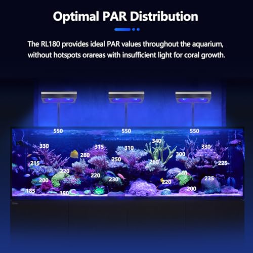 2PCS RL180 WiFi Full Spectrum Marine Led Lights with Arm Kit, Reef Aquarium Led Lighting 120CM-150CM Marine Reef Aquarium Fish Tank - size: 2 Light with Arm kit