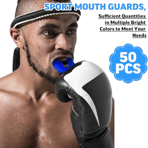 Frienda 50 Pcs Youth Football Mouth Guards Bulk Mouthpiece - color: Blue
