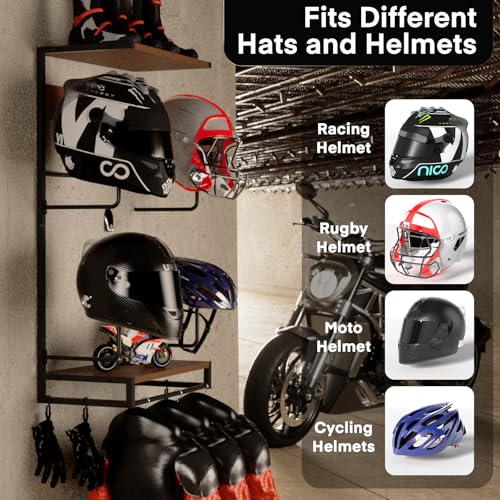 Motorcycle Helmet Holder Wall Mount for Moto Gear Storage Display - size: Large