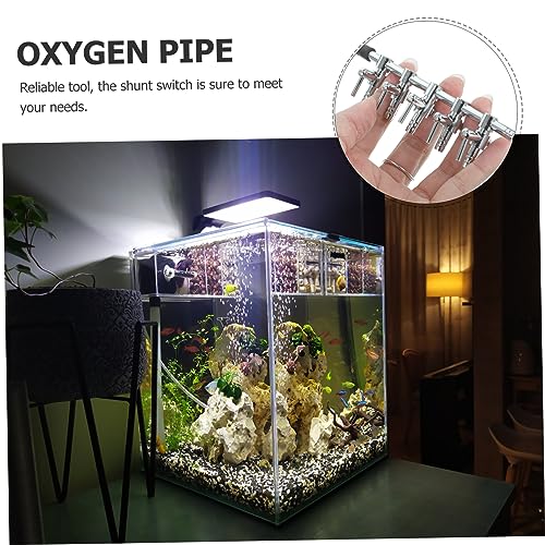 Stainless Steel Distributor with Flow Control Lever Way Splitter Tap for Aquarium Air Pump Easy Operation Compatible with Tubing Silver Finish