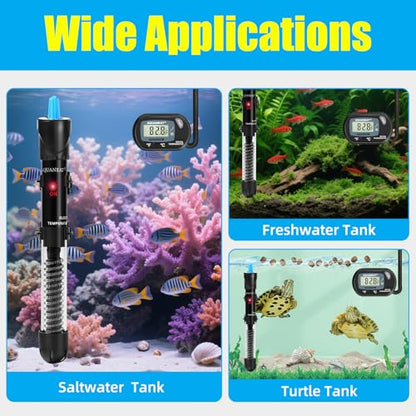 AQUANEAT Aquarium Heater, 300W Fish Tank Heater, Adjustable Submersible Water Thermostat with Digital Thermometer