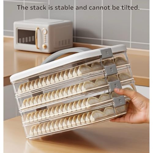 4-layer Cookie Containers,Cookie Carrier with Lid and Handle, Dumpling Box,Food Storage Containers