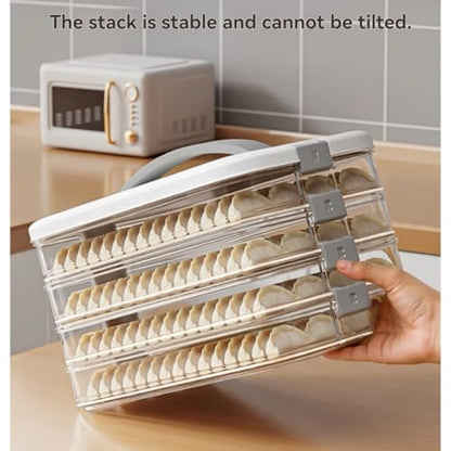 4-layer Cookie Containers,Cookie Carrier with Lid and Handle, Dumpling Box,Food Storage Containers