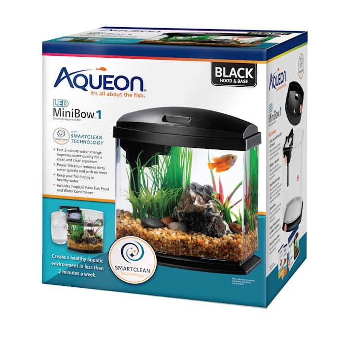 Aqueon 00800196: Aquarium Kit Mini Bow Led Blk 1G