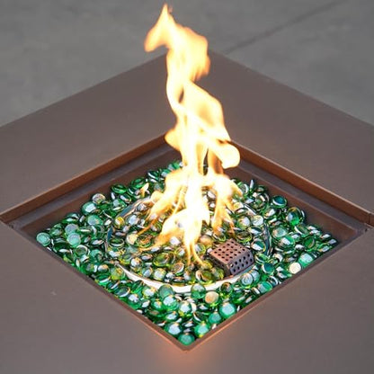 OnlyFire Fire Pit Glass Rocks 10 lbs, High Luster Fire Glass Beads 1/2 Inch, Tempered Glass Marbles for Propane/Natural Gas Fire Pit, Fireplace, Multicolor & Blends Available - color: Emerald Green